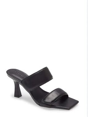 NWOT Double Strap Black Square-Toe Heel Mule